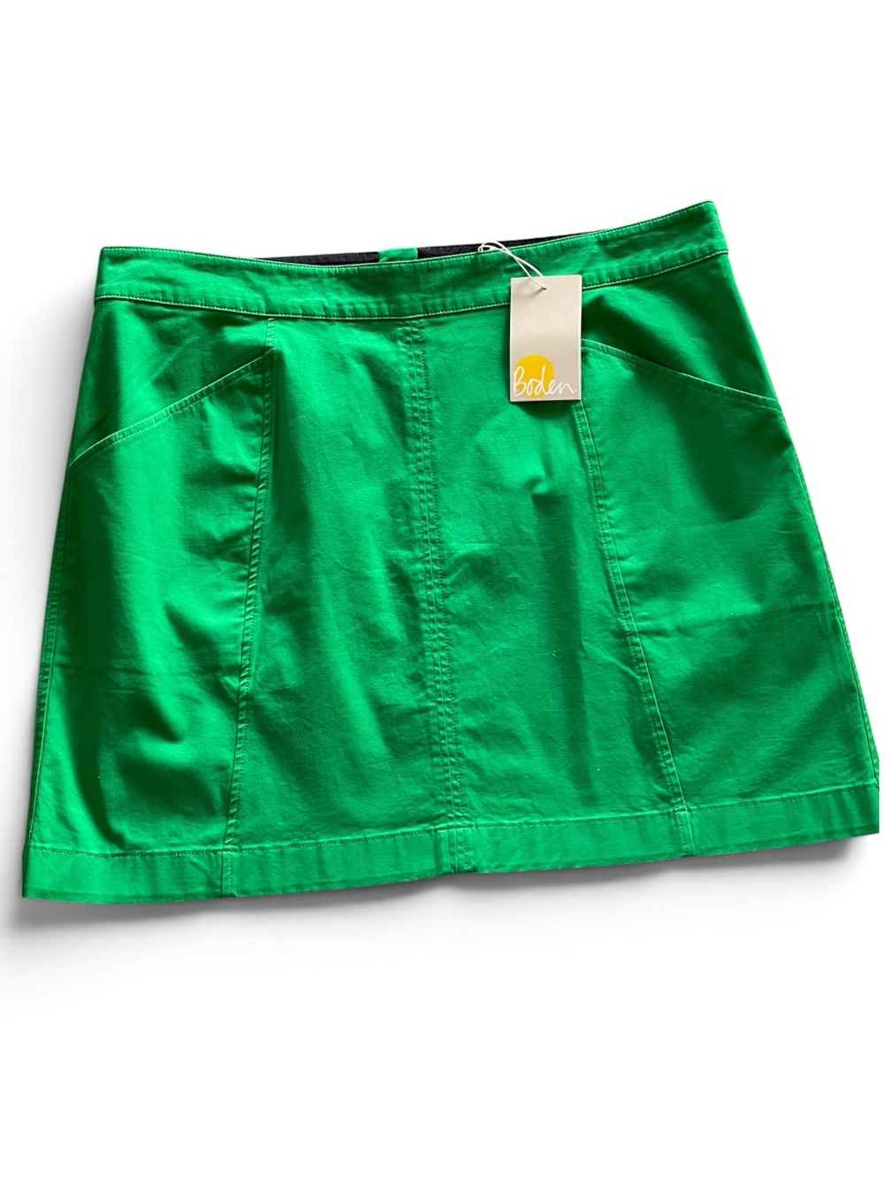Boden Glorious British Style Kelly Bright Green A-Line Short Skirt 12P NWT